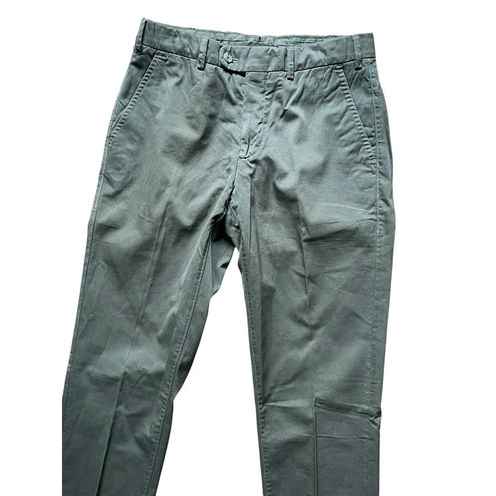 Suit Supply Porto Trousers Olive Green Cotton Size 30 X 34